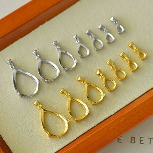 1415 910 20DIY松石玉石镶嵌托 S925纯银吊坠空托水滴形4