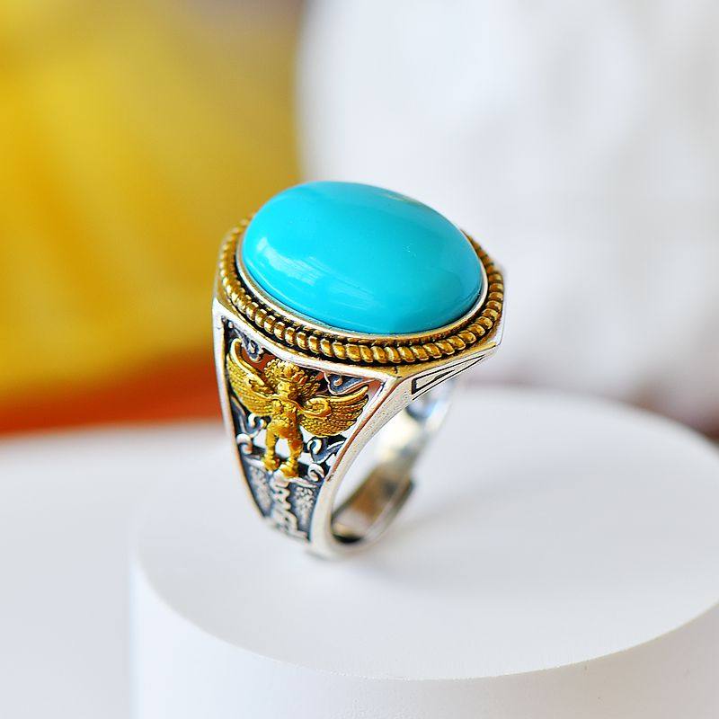 s925纯银戒指空托霸气diy玉石