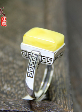 爆款戒指托空托diy琥珀蜜蜡925