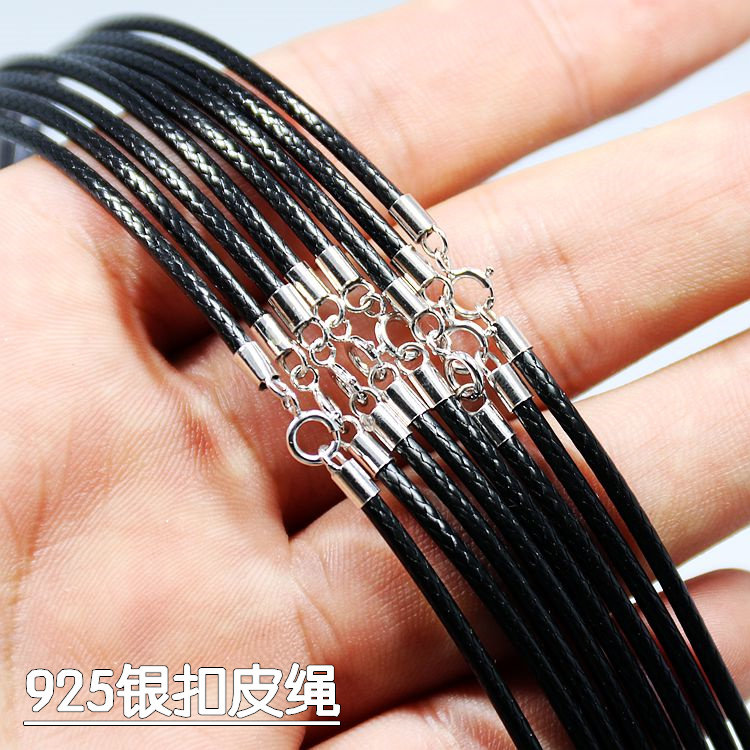 S925银扣皮绳项链玉器吊坠绳挂绳直径2.0mm黑色皮绳长45 50 55CM,饰品/流行首饰/时尚饰品新,绳,淘宝优惠券,粉丝福利购,淘宝优惠卷