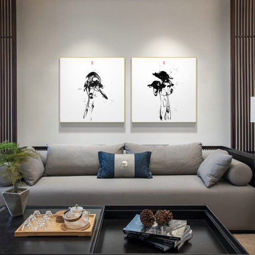 茶室禅意抽象风水墨客厅墙壁画