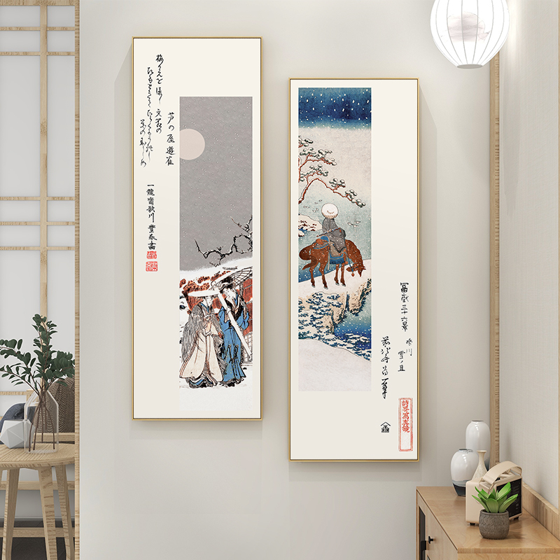 日式禅意风景玄关挂画浮世绘仕女餐厅饭厅壁画居酒屋茶室装饰画图片