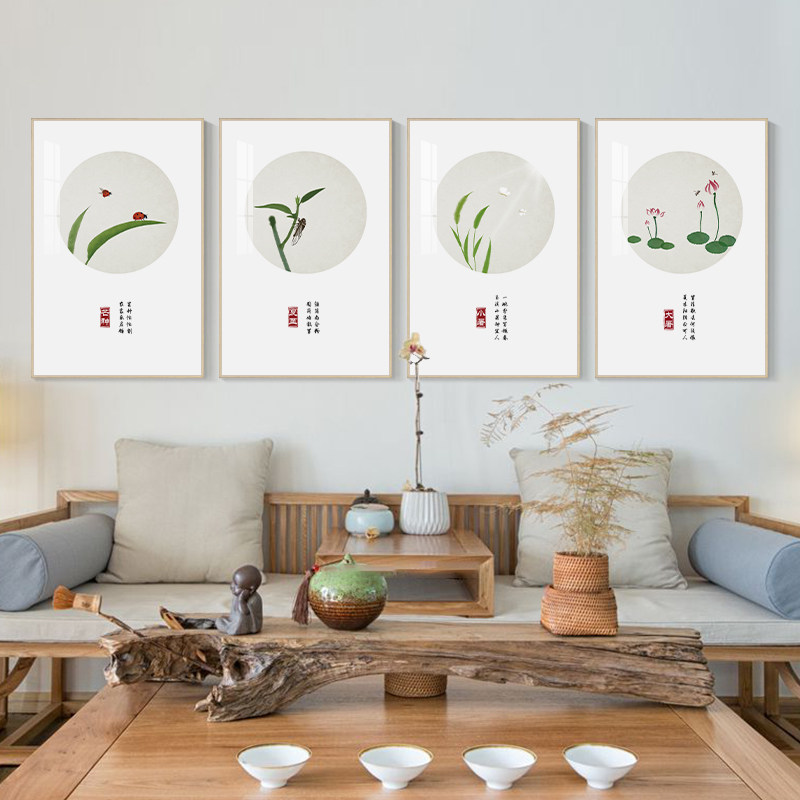 石家小鬼 新中式二十四24节气装饰画农家乐客厅挂画民宿餐厅壁画