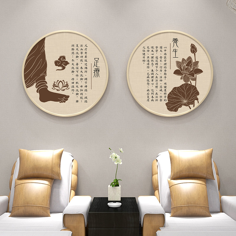 中医养生馆挂画拔罐采耳针灸推拿足疗摩按店会所装饰新画中式壁画