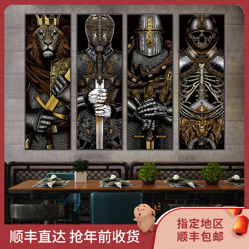 百特好工业风骑士装饰画客厅loft壁画酒吧清吧挂画个性背景墙图片