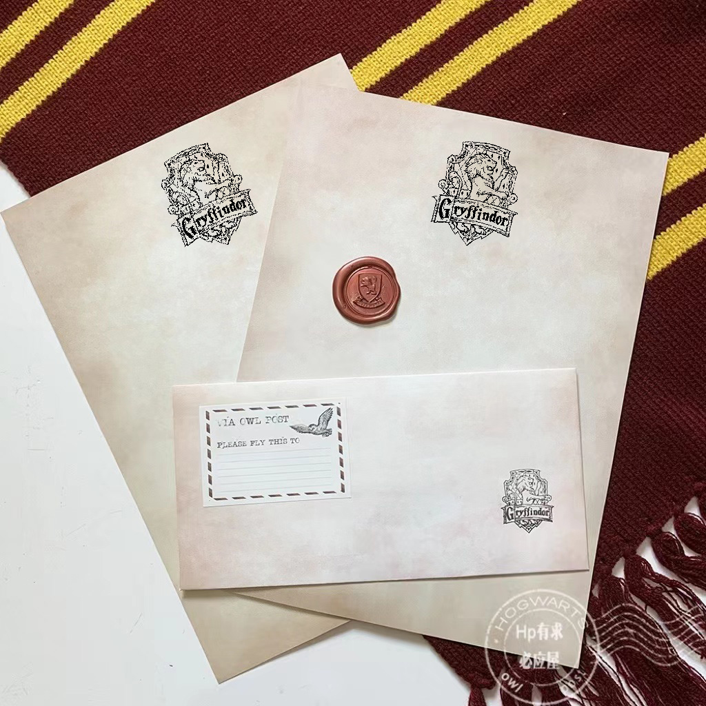 harrypotter哈利波特自制周边霍格沃茨学院复古信封信纸套装