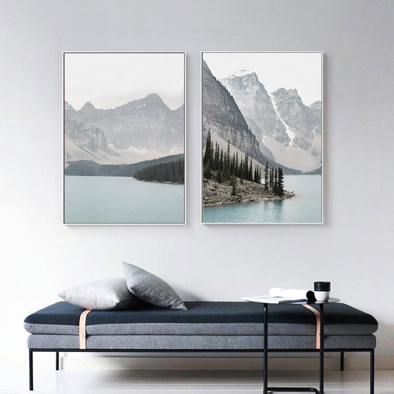 北欧客厅现代风景装饰画森林挂画抽象餐厅挂画组合油画壁画帆布画