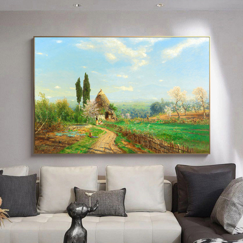 印象派装饰画田园风景客厅挂画餐厅书房艺术画名画帆布画办公室画_虎窝淘