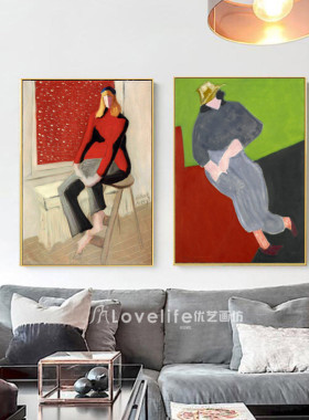 Milton Avery北欧人物客厅装饰画餐厅挂画样板房设计师油画落地画