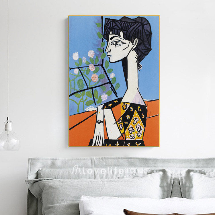 毕加索装饰画现代抽象画设计师样板房艺术画轻奢小众帆布画挂画