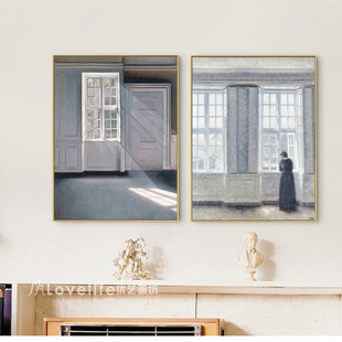 威尔汉姆·哈默修伊小众走廊画办公室油画客厅装饰画餐厅玄关挂画