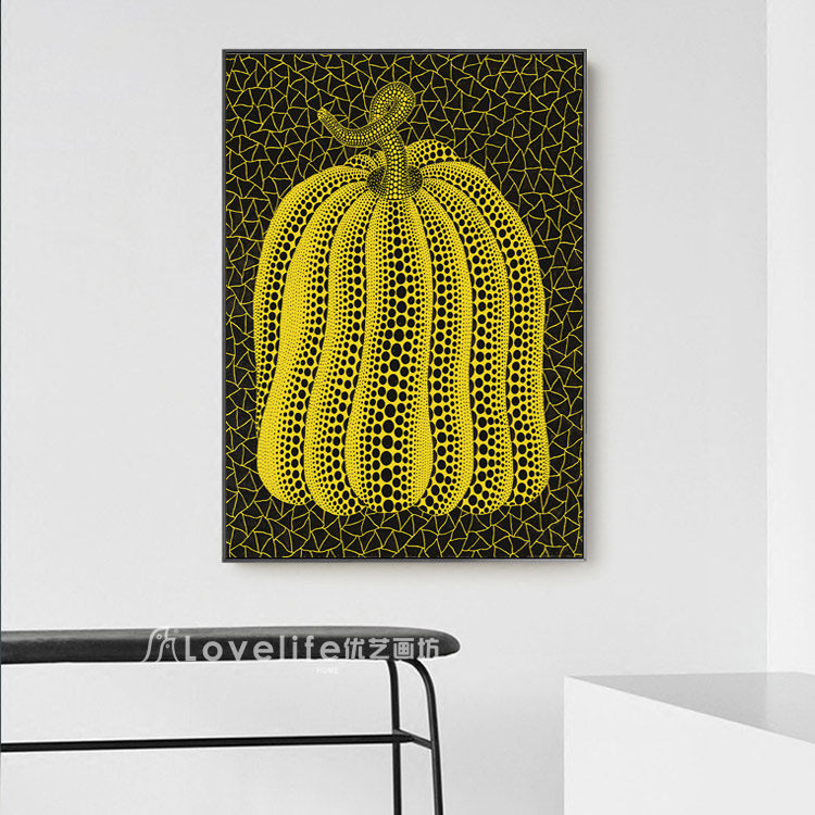 草间弥生 南瓜 极简超现实主义装饰画客厅样板房油画挂画设计师画