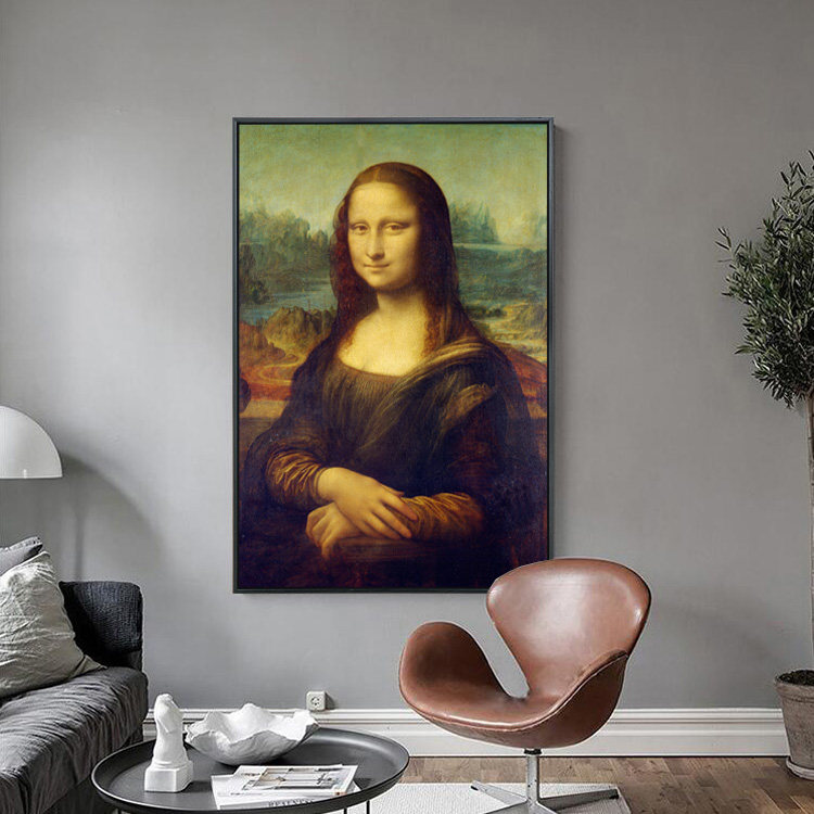 名画达芬奇蒙娜丽莎油画装饰画现代客厅无框画挂画壁画墙纸画