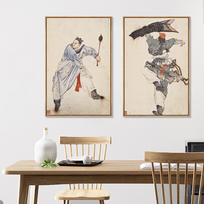 水浒人物画水墨画新中式客厅沙发背景壁画书房装饰画林冲武松挂画