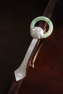 袈裟钩环如意扣宝华山款僧服配饰加长款银钩玉环