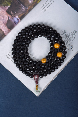 主法正觉紫光檀搭配大漆紫光檀1.2念珠手持挂珠