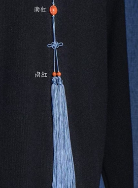 纯手工编特色精品和尚蓝色中国结简约单背云流苏日常南红富甲穗子