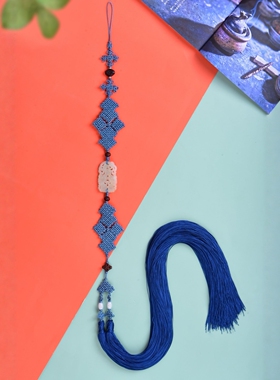 精品方丈和尚蓝色主法背云穗子120长流苏中国结翡翠燕尾流苏僧人