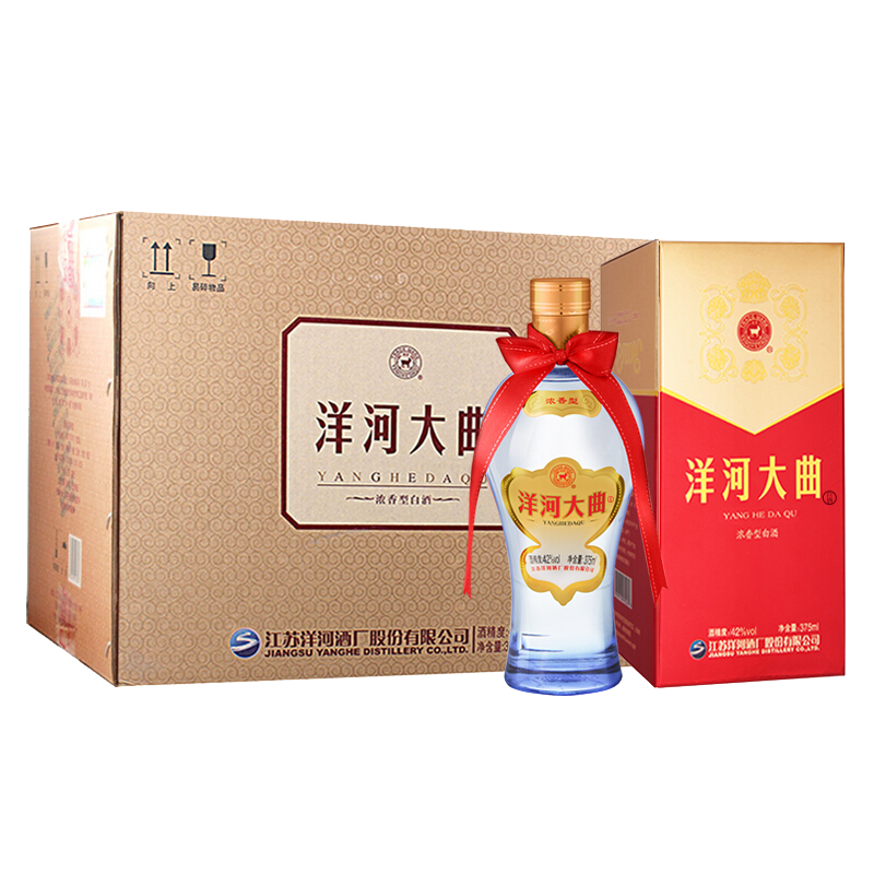 洋河大曲 天蓝瓶 42度375ml*6瓶 整箱装 浓香型白酒