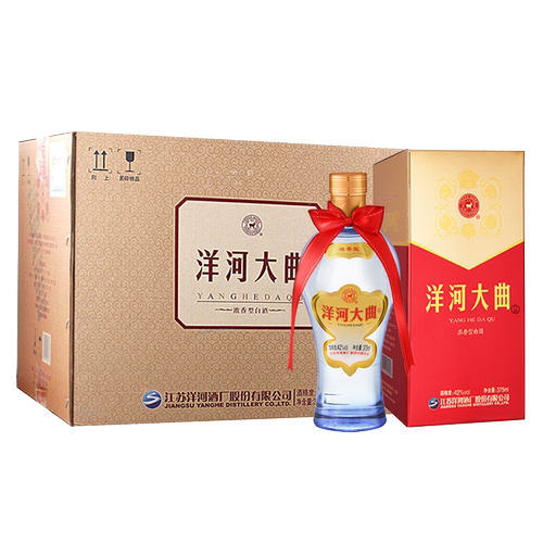 洋河大曲 天蓝瓶 42度375ml*6瓶 整箱装 浓香型白酒