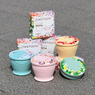 专属时代折叠水杯便携式旅行食品级硅胶露营杯子旅游户外折叠杯