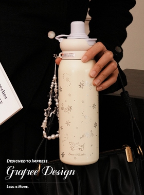 GRAFREE不锈钢雪花吸管保温杯女生吸管杯高颜值大容量运动水杯