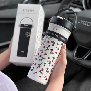 GOOM保温水杯子艺术手绘系列女生高颜值大容量外出便携咖啡泡茶杯