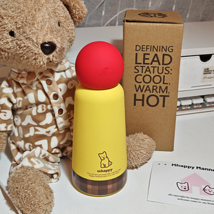 MhappyManner保温杯原创水杯便携可爱水壶焦糖布丁小狗316不锈钢