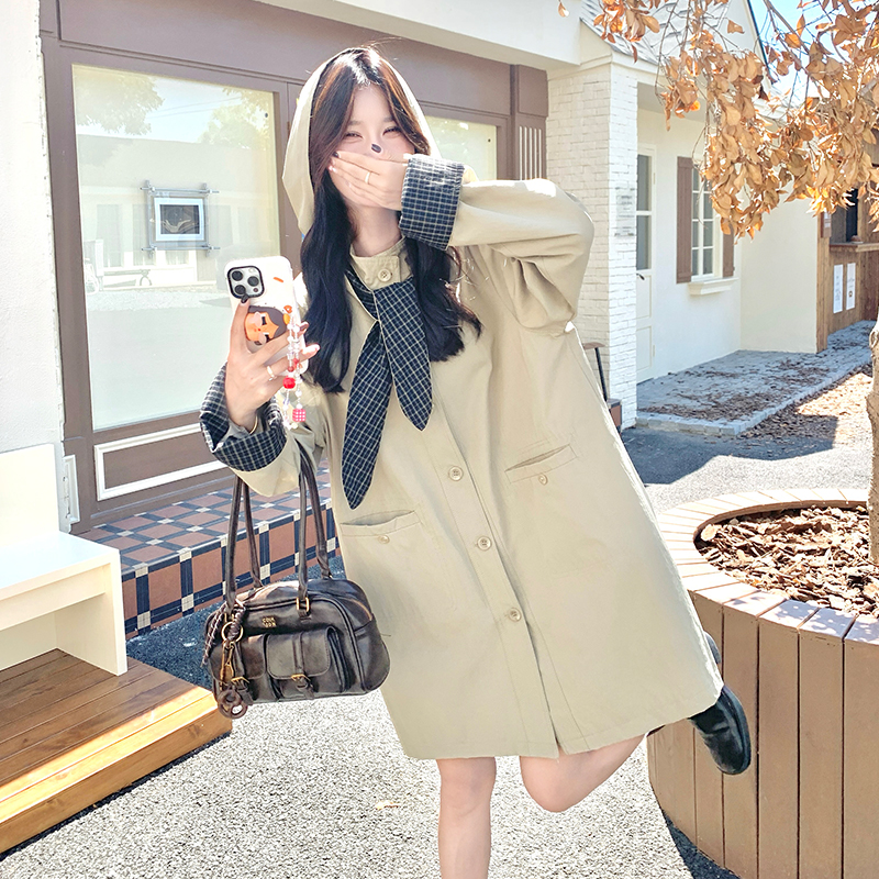 现货2025秋季新款撞色中长款风衣外套228-A647-P165控248，女装风衣，浙宝228