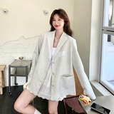 【大货】2026春款蕾丝拼接温柔风西装外套A646-P150控248，女装西装，浙宝228