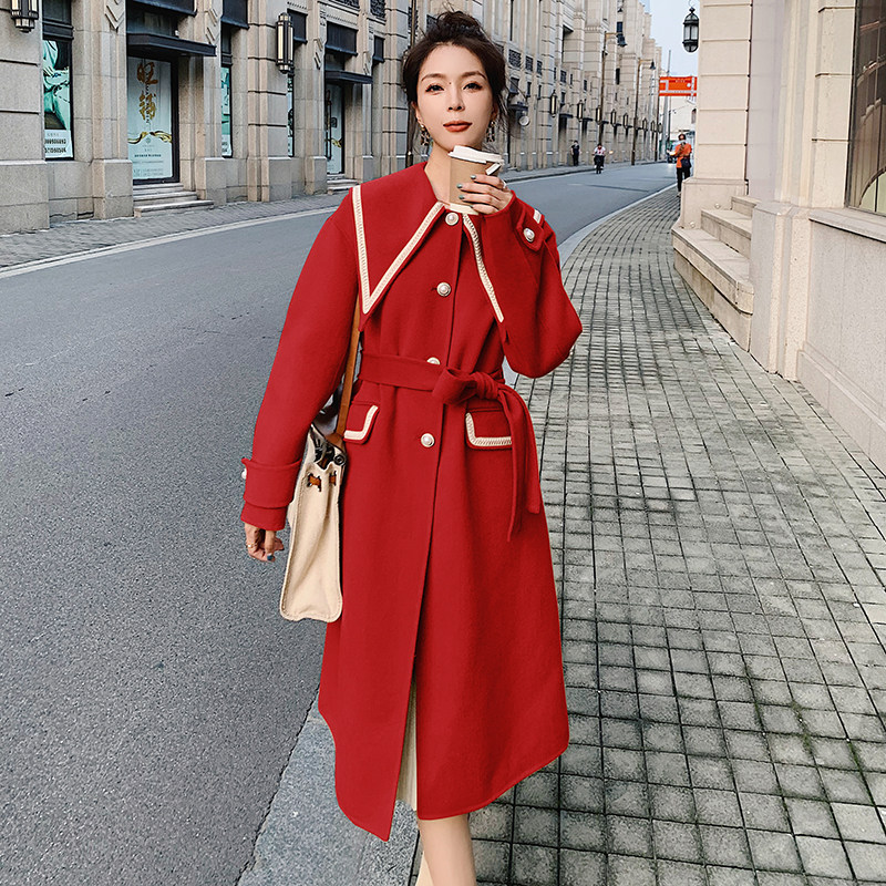 【大量现货】低价跑量长款毛呢外套呢子大衣228-A105-P140控218，女装毛呢外套，天丽