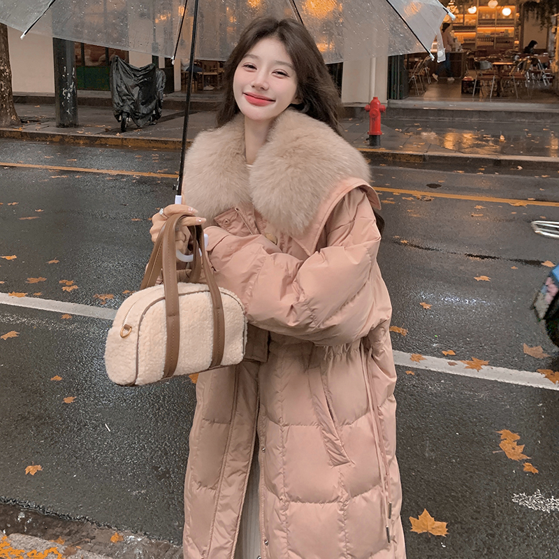 白色不做【粉色卡其主推】50绒大毛领羽绒服228-A508-P270控398，女装羽绒服，浙宝228