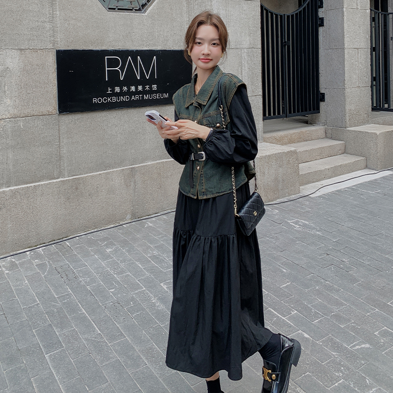 现货有买秀2025春季马甲+连衣裙送腰带228-A185-P135控188，女装连衣裙，浙宝228