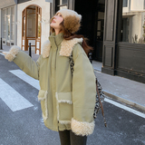 【大货】90绒白鸭绒羊羔毛拼接羽绒服A662-P295控428，女装羽绒服，浙宝228