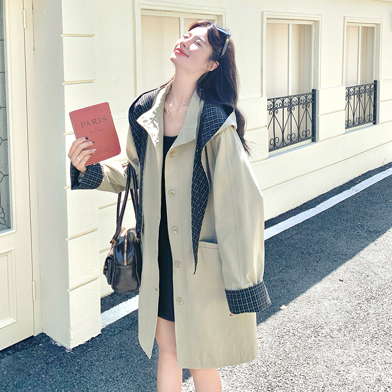 现货2025秋季新款撞色中长款风衣外套228-A647-P165控248，女装风衣，浙宝228