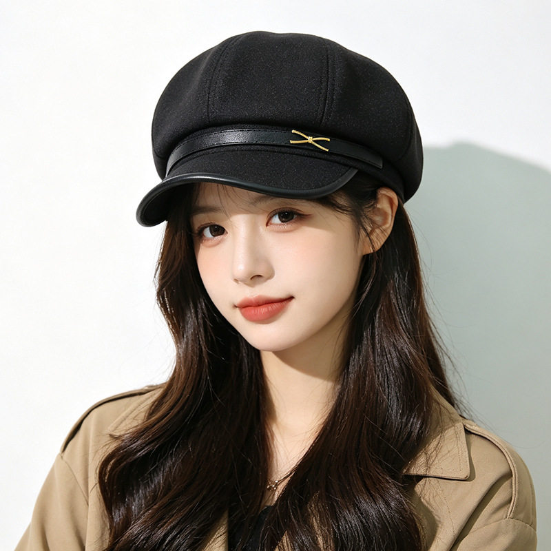 秋冬毛呢短檐报童帽女显脸小