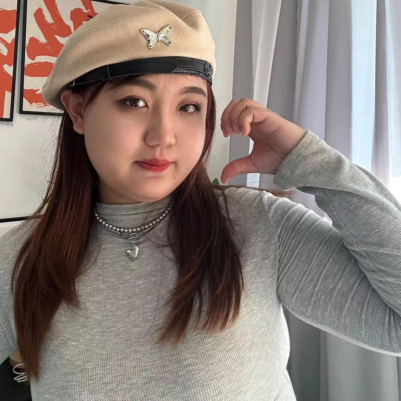 帽子贝雷帽女百搭大头围甜酷