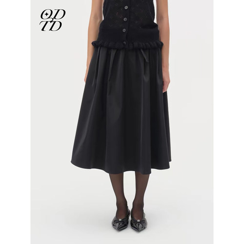 ODTD 26FW 秋季新款缎面蓬蓬A字小礼服高腰显瘦半身裙中长款