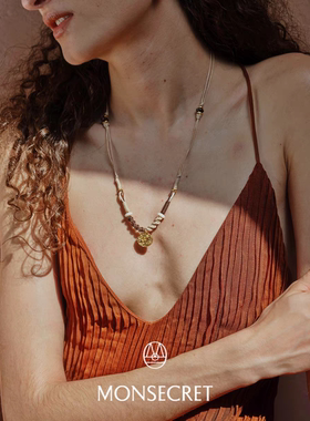 MONSECRET 印痕编绳项链手链套组2025新款小众设计感可调节锁骨链