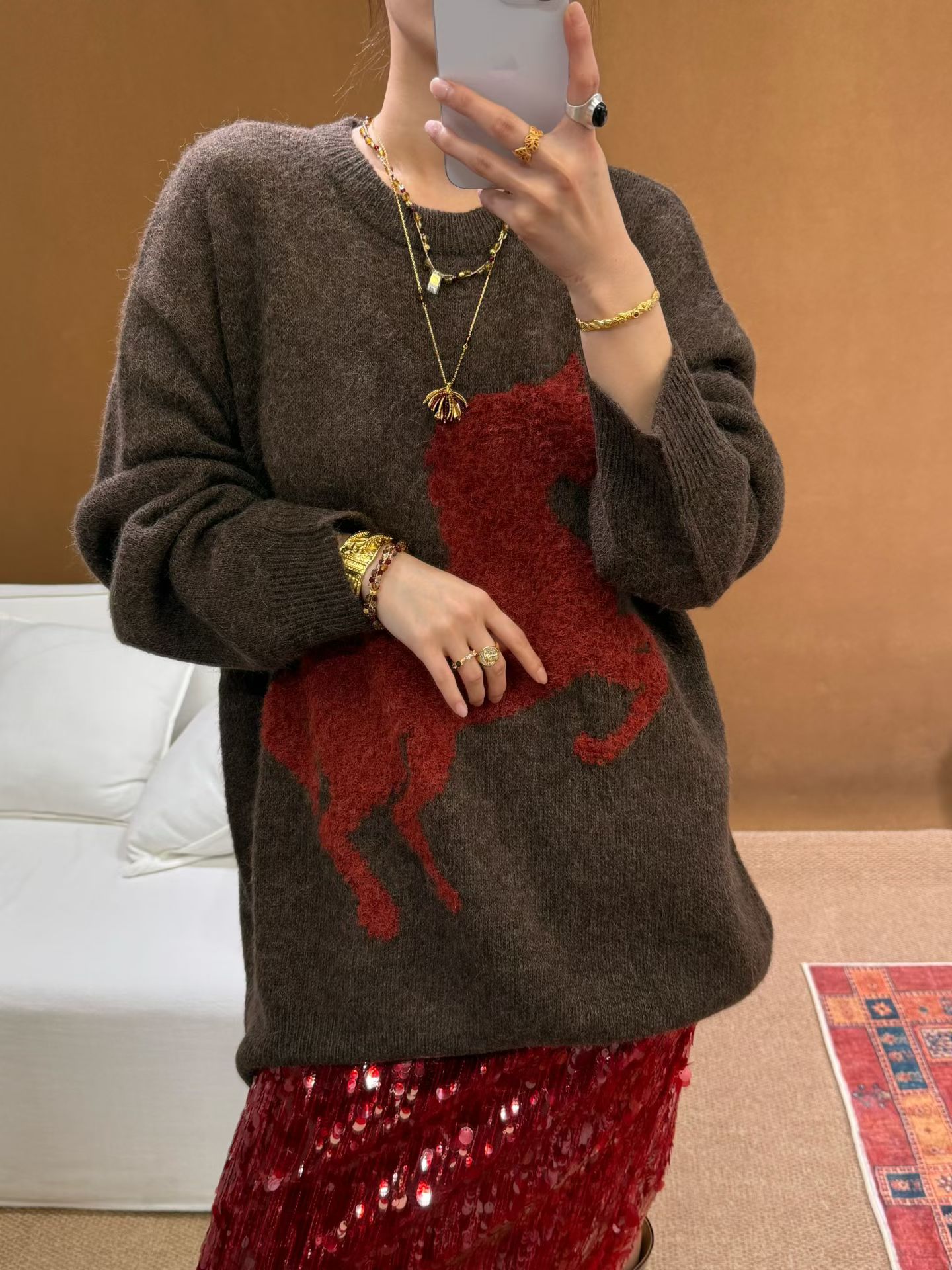 ICEDUST 大马套头毛衣女25FW秋冬季新款绵羊毛复古设计感内搭上衣