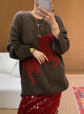 ICEDUST 大马套头毛衣女25FW秋冬季新款绵羊毛复古设计感内搭上衣