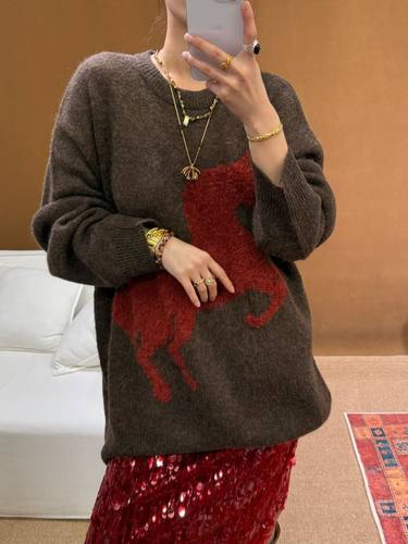 ICEDUST 大马套头毛衣女25FW秋冬季新款绵羊毛复古设计感内搭上衣