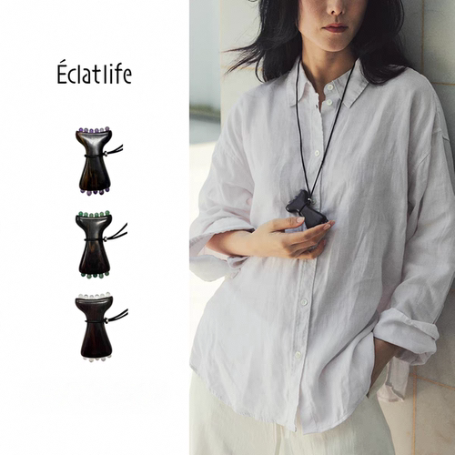Éclatlife mini紫光檀木双头水晶按摩器面部刮痧EclatLife