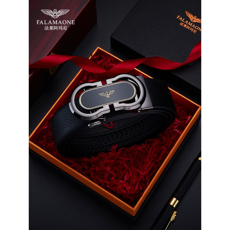 法莱阿玛尼皮带男士真皮自动扣腰带头层牛皮商务高档青年裤带