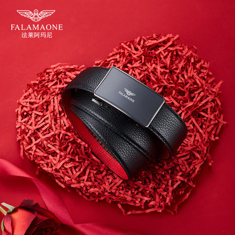法莱阿玛尼皮带男真皮百搭裤腰带奢侈品纯牛皮年轻人名牌男士腰带