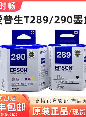 原装爱普生WF-100打印机墨盒 T289黑色 T290彩色 适合wf110打印机