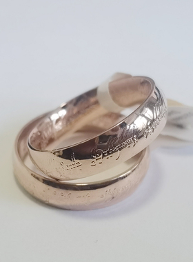 清仓处理 6mm宽 玫瑰金内外圈凹陷文字 魔戒 不锈钢戒指