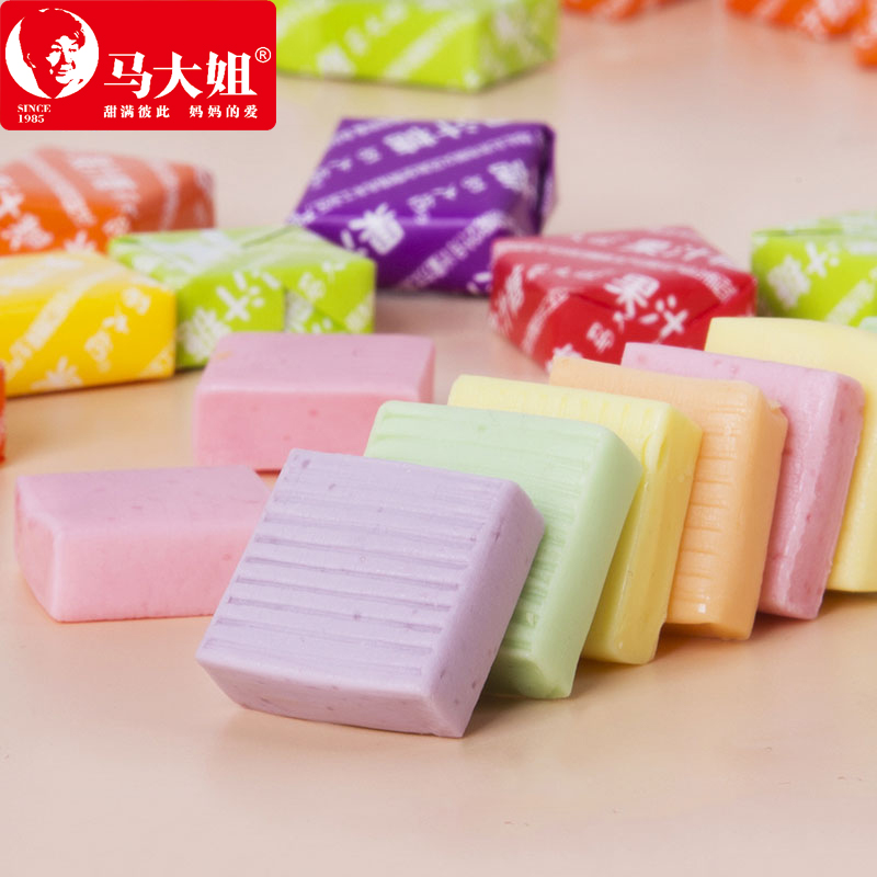 马大姐果汁糖方块混合水果味散装婚庆喜糖果休闲办公小零食瑞士糖