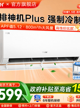 双排铜管海尔空调挂机1.5匹Plus一级能效家用壁挂净省电E1旗舰店