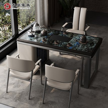 轻奢极简奢石岩板茶桌椅组合现代家用小户型功夫茶台简约阳台茶桌